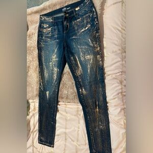 New York & Company Blue Jeans with Gold Accents